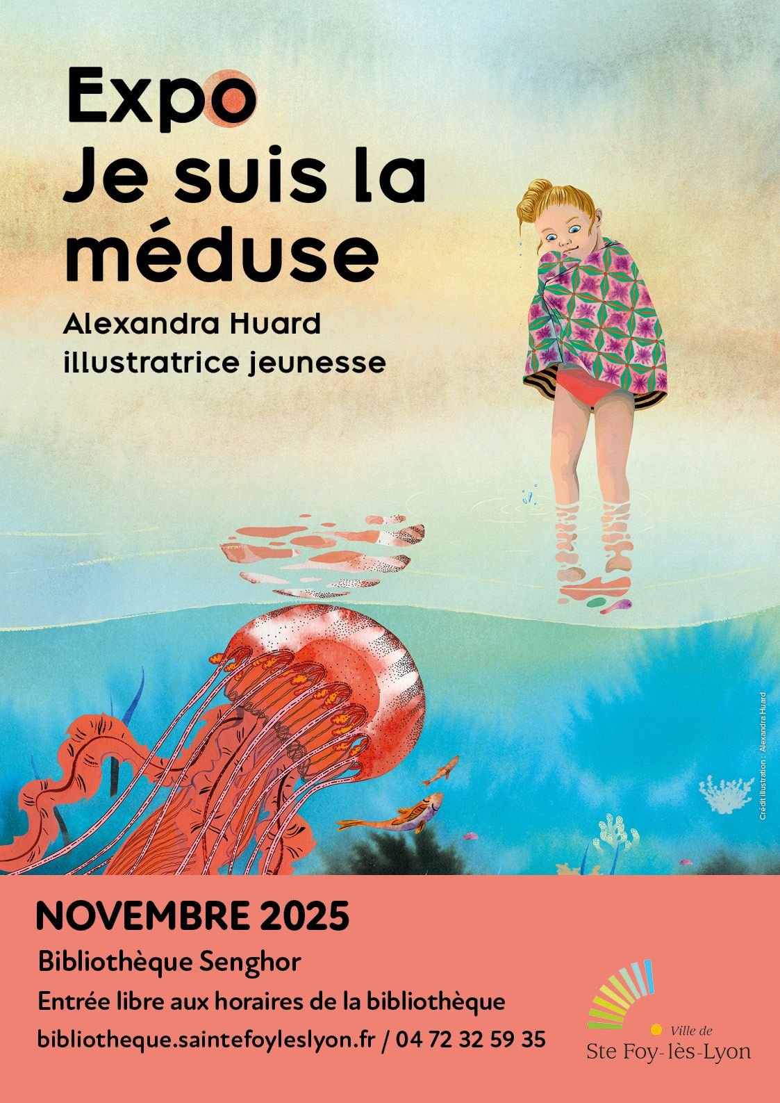 meduse et petit fille à la gouache