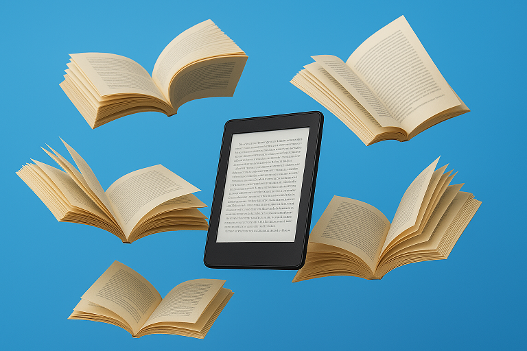 Un liseuse et des livres qui volent